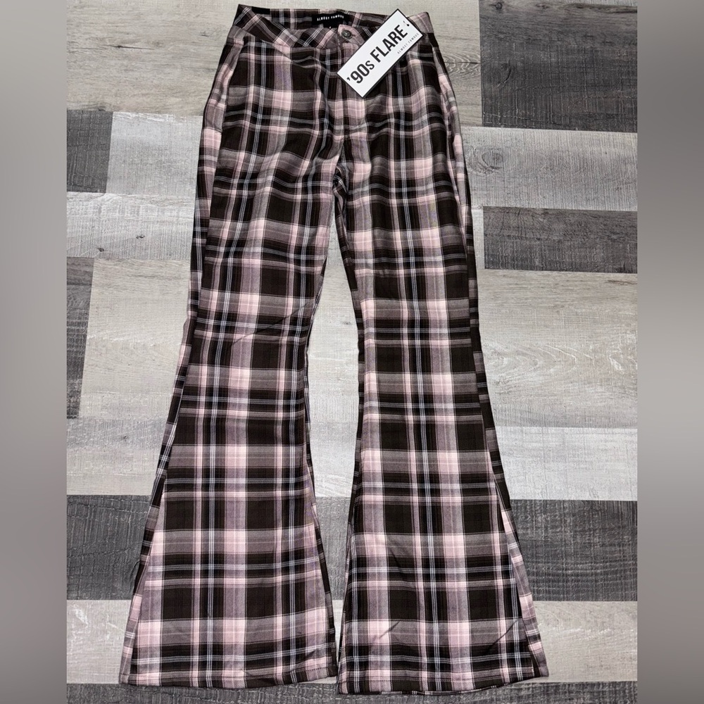 🩷NWT Almost Famous Plaid Flare Pants